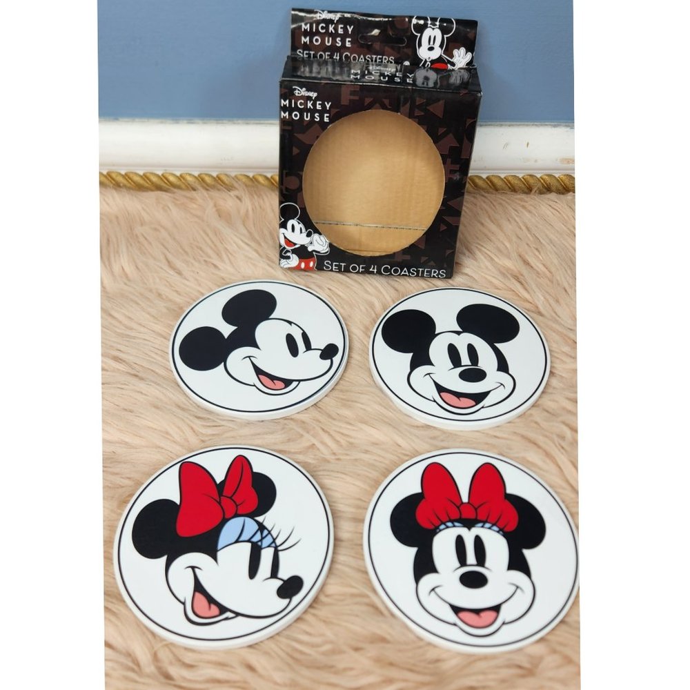 NWT DISNEY MICKEY & MINNIE MOUSE COASTERS / SET OF 4